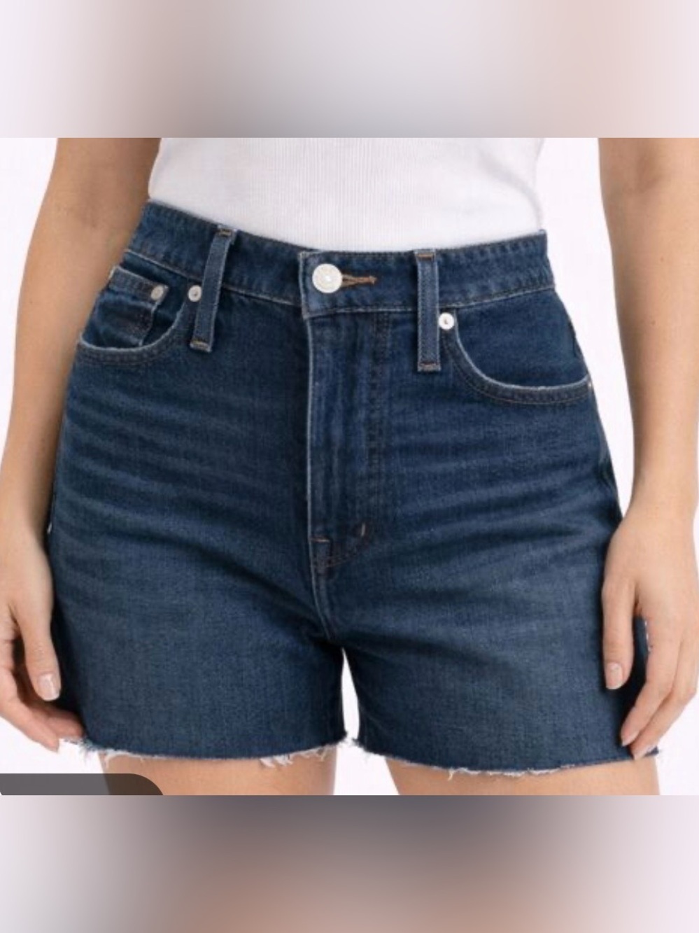 Madewell Curvy High Rise Denim Blue Shorts Size 27 Raw Hem
